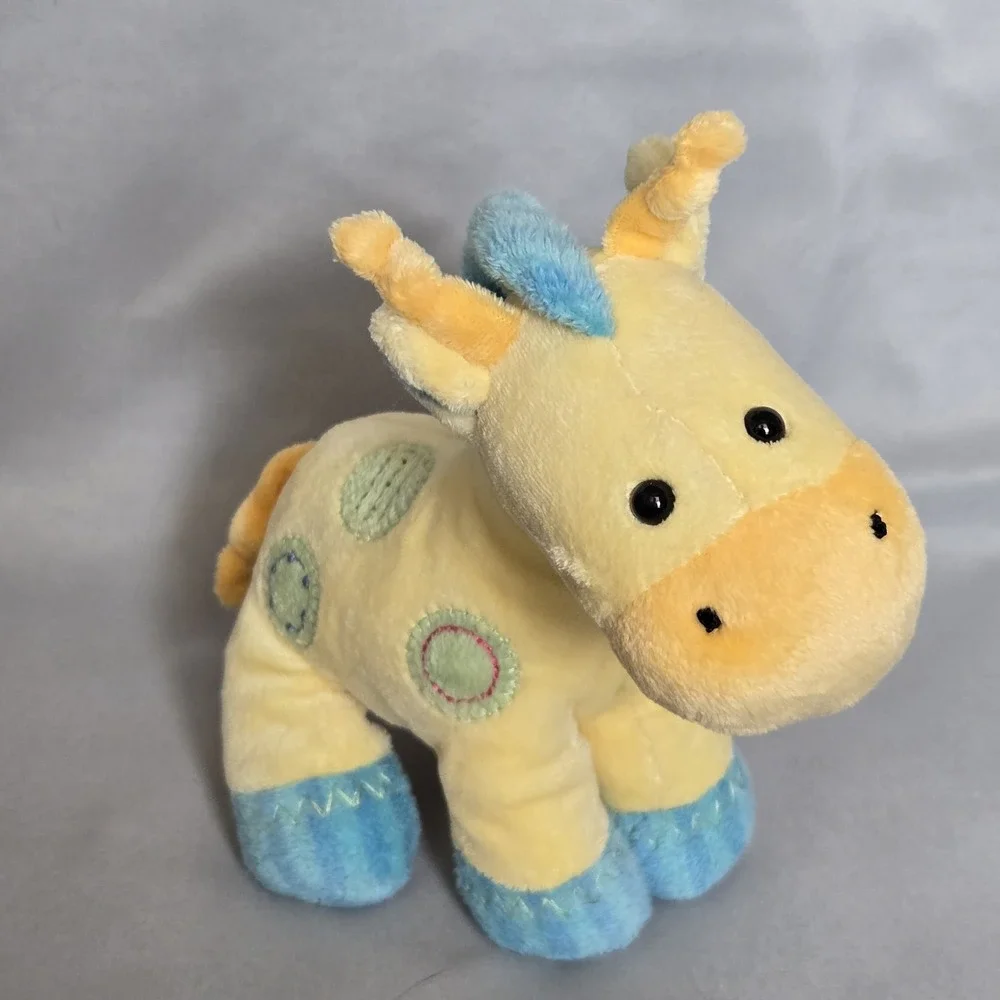 Carter's Child of Mine Giraffe Plush Rattle Yellow Blue Green Spots Baby Toy